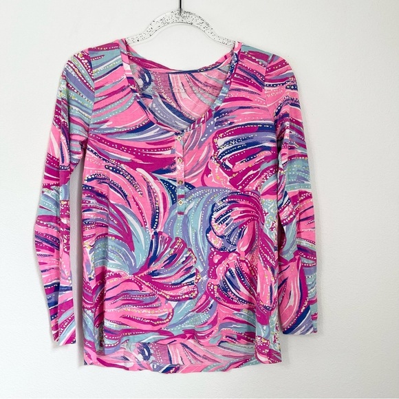 Lilly Pulitzer Sorella Top Magenta Oh My Guava Sz S - Picture 3 of 10